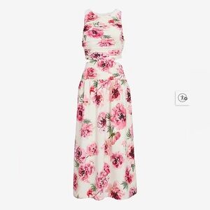 Express Floral Strapless Maxi Dress in White and Pink